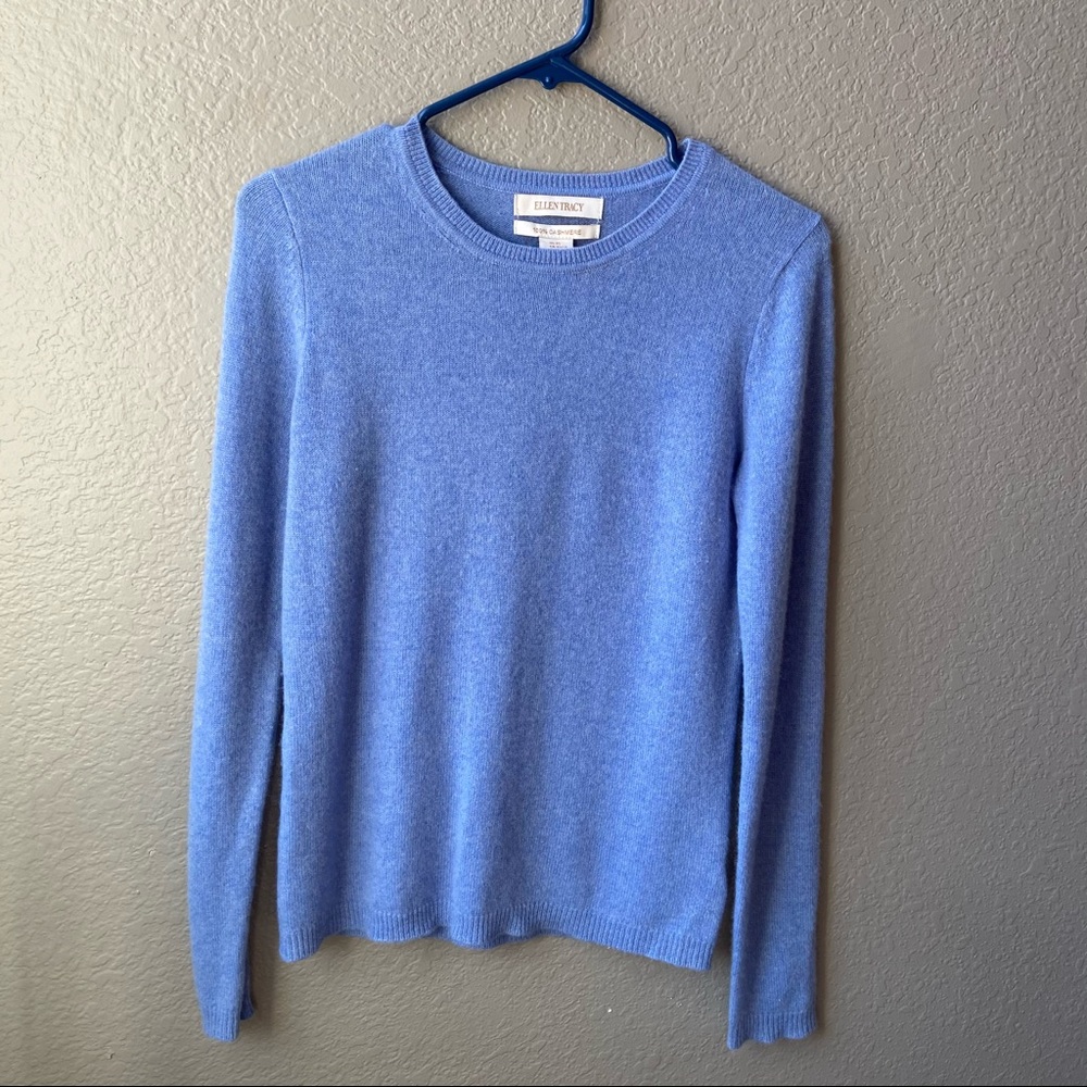Ellen Tracy 100% Cashmere Sweater | Size XS | light Blue color